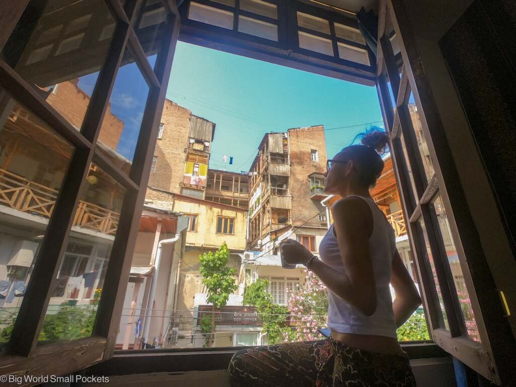 Georgia, Tbilisi, Me in Open Window