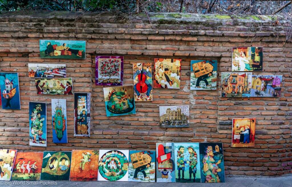 Georgia, Tbilisi, Paintings for Sale on Street